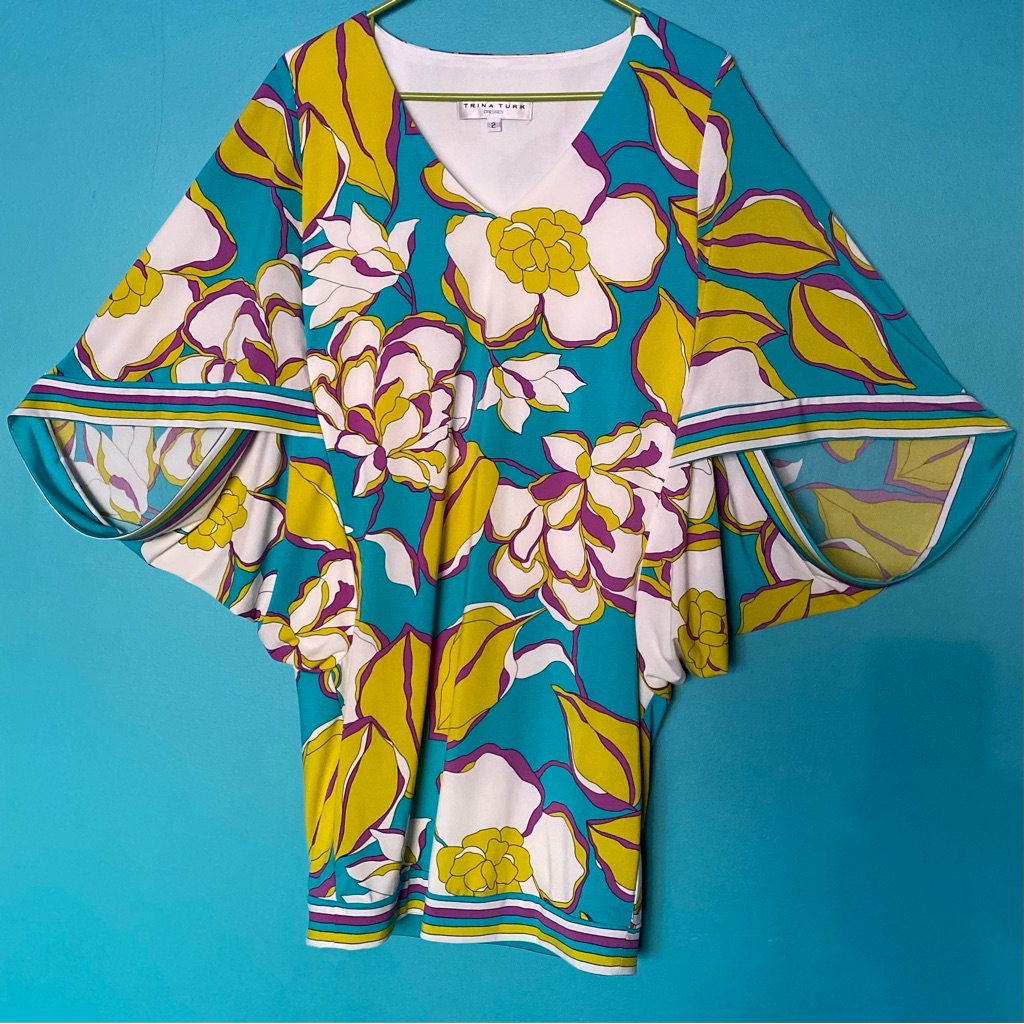 Trina Turk Kimono Tunic Cover-Up Dress Bright Resort S